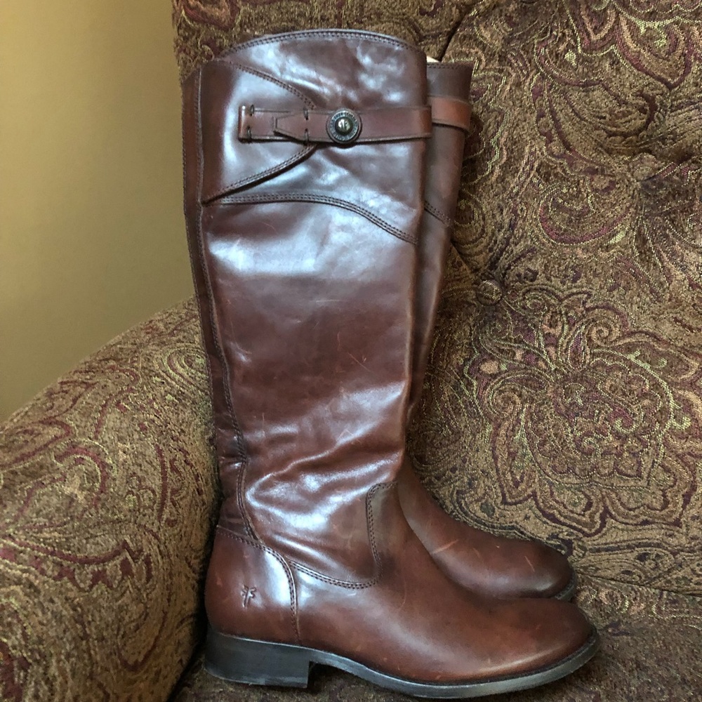 Frye Molly Button Tall Boots Size 6B Redwood